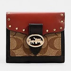 Coach Red and Black Signature Wallet